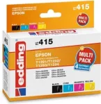 edding printerikassetid EDD-415 must, ts&uuml;aan, magenta, kollane, &uuml;hildub EPSON T1295L-ga, komplekt