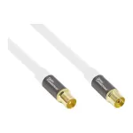Antennikaabel SmartFLEX, IEC/koaksiaal-pistik ja -pesa, kullatud, neljakordne varjestus, varjestusaste 120 dB, valge, 1,5 m, Good Connections&reg; (GC-M2042)