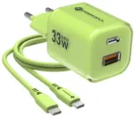 Forcell F-Energy GaN III VT-41 33 W GaN seinilaadija, 1x USB-C PD 3.0/PPS ja 1x USB-A QC 4.0, roheline
