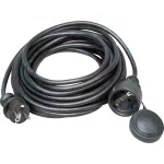 Kopp kummist turvapikendusjuhe, Schuko pistik/pesa, 10 m, H05RR-F 3G1.5, IP44, must (147310042)