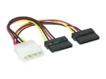 EXSYS SATA toite Y-kaabel 4-pin Molex - 2x 15-pin SATA, 15cm EX-K3611