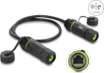 Delock kahekaabli &uuml;henduspesa RJ45 pesa - RJ45 pesa Cat.6A paigaldamiseks M20 x 1,5 mm keermega IP68 tolmu- ja veekindel 0,5 m must (91839)