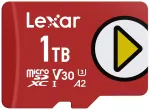 MicroSDXC m&auml;lukaart Lexar 1 TB UHS‑I Klass 10 U3 V30 lugemine 205 MB/s kirjutamine 140 MB/s (punane)