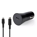 Nedis CCPDL20W111BK autolaadija 20W, 1x USB-C, Lightning 8-kontaktne kaabel, must