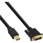 InLine Mini DisplayPort isane DVI-D 24+1 isasele kaabel, must/kuldne, 3 m