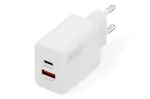 AC-USB-laadija DIGITUS 20 W, 1x USB-C, 1x USB-A, sisend 100&ndash;240 V, valge