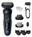 Fooliumpardel BRAUN Series 5 52-B1650S &mdash; 3-terane, liitiumioonaku, m&auml;rg ja kuiv raseerimine, trimmer, sinine