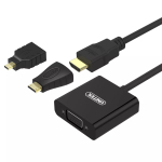 Unitek Y-6355 Micro/Mini HDMI &ndash; VGA + Audio 3-in-1 adapter, must