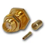 Teleg&auml;rtner SMA emane pressliitmikuga kerepaneeli pesa RG-316/U jaoks, kullatud, 50 Ohm, DC-6 GHz J01151A0001Z