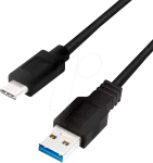 Logilink - USB-kaabel - USB-t&uuml;&uuml;p A (M) USB-C-le (M) &uuml;mberp&ouml;&ouml;ratav - USB 3.2 Gen 1 - 3 A - 2 m - Must (CU0170)