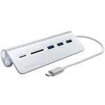 Satechi Type-C Alumiiniumist USB-jaotur ja kaardilugeja, h&otilde;bedane, ST-TCHCRS