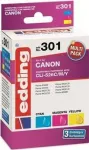 Edding 18-301 (EDD-301) &uuml;hilduv tindikassettide komplekt Canon CLI-526 jaoks, ts&uuml;aan/magenta/kollane
