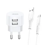 Juhtmega laadija usams XTXLOGT18MC05 2x USB 2.1A microUSB valge AC/DC