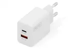 AC Indoor USB GaN Charger DIGITUS DA-10301 &mdash; 30W, 1&times; USB-C, 1&times; USB-A, 100&ndash;240V, valge