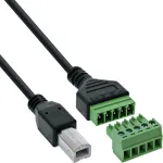 InLine 92504I juhtme&uuml;hendaja USB-B / Klemmiplokk, 5-kontaktiline Must, Roheline