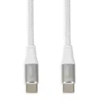 USB-C-USB-C-kaabel IBOX IKUTC2W 2 m, USB 2.0, 3 A, valge, tekstiilpunutis