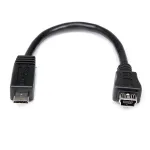 StarTech.com 6in Micro USB to Mini USB adapterkaabel M/F, 0,15 m, Mini-USB B, Micro-USB A, Isane/Emane, Must