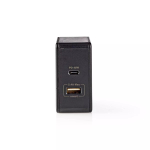 Mobiilseadme laadija Nedis WCPD45W100BK Universal Must USB Sisetingimustes