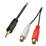 Lindy 35678 Premium heli-/videoadapterkaabel, 3,5 mm stereopistik &ndash; 2 x RCA pesa, varjestatud, 0,25 m, must