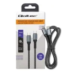 Qoltec 52358 USB-C &ndash; USB-C kaabel, USB 2.0, 480 Mbps, 100 W PD, QC 3.0, nailonpunutud, 1,5 m, must