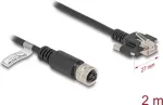V&otilde;rgukaabel DeLOCK M12 kaabel D-kodeeritud 4 kontaktiga emane kuni RJ45 pistikuni Cat.5e 2 m must