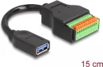DeLOCK USB 3.2 Gen 1 kaabel, t&uuml;&uuml;p-A emane klemmiploki adapterile, 15 cm
