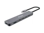 Equip USB-C 6-in-1 multifunktsionaalne adapter, HDMI 4K/30Hz, USB-C x 4, USB-A x 1, 5Gbps, 100W USB PD