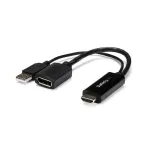 StarTech.com HDMI-DisplayPort adapter - 4K 30 Hz, 3840 x 2160 pikslit, 1080p, 720p, 120 Hz, must, MegaChips - STDP2600, aktiivne videomuundur
