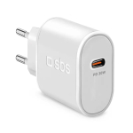 Mobiilseadme laadija SBS Mobile TETR1CPD30 &mdash; USB USB-C 1 port, vahelduvvoolu sisekasutus, 100&ndash;240 V sisend, kuni 20 V v&auml;ljund, valge