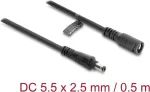 Delock DC pikenduskaabel 5,5 x 2,5 mm pistik-pesa bajonettlukuga 18 AWG, 0,5 m must (67391)