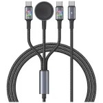 USAMS Huan Series SJ754 72W USB-C to USB-C kaabel integreeritud magnetilise juhtmevaba nutikella laadijaga, must, 1,2m
