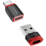 Liidese adapter 4smarts 541615 &mdash; USB Type-A (host) USB USB-C (v&auml;ljund), must, sirge isane-emane, pakendis 2 tk