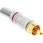 InLine RCA metallist isane pistik jootmiseks, h&otilde;bedane, punane r&otilde;ngas, 6mm kaablile