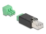 DeLOCK 66607 kaabelsoo vahetaja RJ45 3-kontaktiline klemmliist Must Roheline