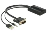 Video kaabli adapter DeLOCK 62597 0,25 m HDMI t&uuml;&uuml;p A VGA D-Sub 3,5 mm USB t&uuml;&uuml;p A must