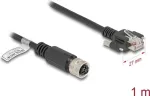 V&otilde;rgukaabel DeLOCK M12 kaabel D-kodeeritud 4 kontaktiga emane RJ45 pistikule Cat.5e 1 m must