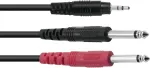 Adapterkaabel Omnitronic 3,5 mm 2&times;3,5 mm, stereojagaja, 1,5 m