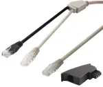 Goobay 95286 TAE adapterkaabel, 2x RJ45 - RJ45 (8P8C) / TAE-F, 3 m, must/hall