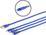 USB 3in1 laadimiskaabel ShiverPeaks 14-50071 &mdash; Micro B, USB-C 8-pin, 1,2 m, sinine