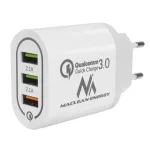 Seinalaadija MACLEAN MCE479W &mdash; 3-pordiline USB-kiirlaadija, koguv&otilde;imsus 18 W