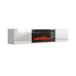 TV-kapp cama meble LUXE 1826&times;345&times;375 mm valge l&auml;ikiv sisseehitatud musta elektrikaminaga (1400&ndash;1600 W)