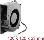 Delock Radial Blower Fan 12 V DC 120 x 120 x 33 mm with 3-Pin Fan Connector, Black (67497)