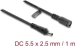Delock DC pikenduskaabel 5,5 x 2,5 mm pistik-pesa bajonettlukuga 18 AWG, 1 m must (67392)