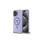Karl Lagerfeld iPhone 15 Pro Max 6,7 inch Purple Silicone Hard Case with Karl & Choupette Heads Ring MagSafe