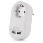 ENTAC seinakontaktpistikupesa 2x USB-A valge