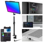 NEEWER GL1C RGB LED Video Light Panel 48W with Adjustable Light Stand, CRI&ge;97, 2.4G Remote & App Control for Streaming Gaming