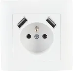 VCX WESA LC 13A &Uuml;ksikpistikupesa USB-laadijaga Valge