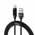 USB-A to USB-C kaabel Voltage PowerDisplay 66W 100cm Must