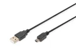 Assmann/Digitus USB 2.0 &Uuml;HENDUSKAABEL A-B USB 2.0 &uuml;henduskaabel, 480 Mbit/s, USB A - USB mini B, pistik/pistik, 1,8 m, must (AK-300130-018-S)