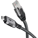 Wentronic goobay - v&otilde;rgukaabel - 24-pin USB-C (isane) RJ-45 (isane) - 1,0 m - 6 mm - FTP - CAT 6 - USB 3,1 - punutud kaabel - must, h&otilde;bedane (70696)
